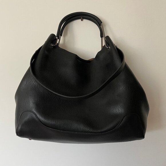 Sondra Roberts Vegan Leather Tote Handbag Shoulder Bag Black - Picture 1 of 8